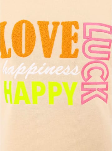 Zwillingsherz Longsleeve "Love Luck Happy" in Beige/ Bunt