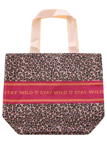 Zwillingsherz Stofftasche "Janice" in Rot/ Rosa/ Schwarz - (B)45 x (H)38 x (T)17 cm