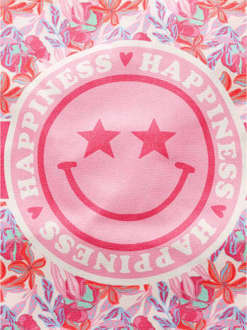 Zwillingsherz Torba materiałowa "Happiness Floral" w kolorze jasnoróżowym - 45 x 38 x 17 cm