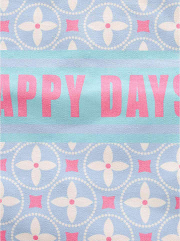 Zwillingsherz Stofftasche "Happy Days" in Hellblau/ Rosa/ Weiß - (B)45 x (H)38 x (T)17 cm