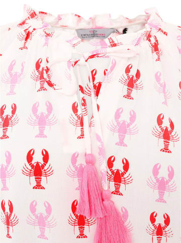 Zwillingsherz Bluse "Lobster" in Weiß/ Rosa/ Rot