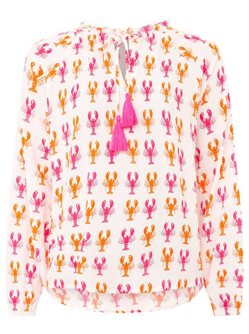 Zwillingsherz Bluse "Lobster" in Weiß/ Pink/ Orange