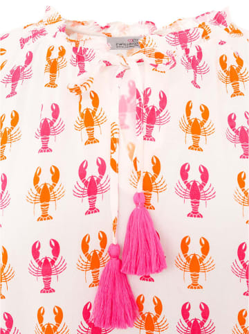 Zwillingsherz Bluse "Lobster" in Weiß/ Pink/ Orange