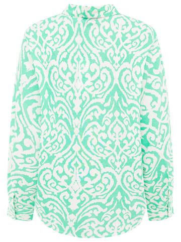 Zwillingsherz Bluse "Ornamente" in Türkis/ Weiß