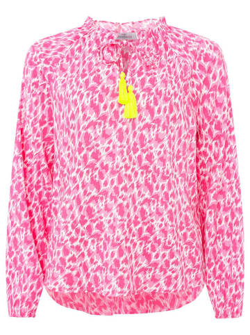 Zwillingsherz Bluzka "Colorful Leopard" w kolorze różowo-białym