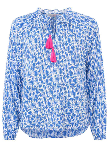 Zwillingsherz Bluse "Colorful Leopard" in Blau/ Weiß