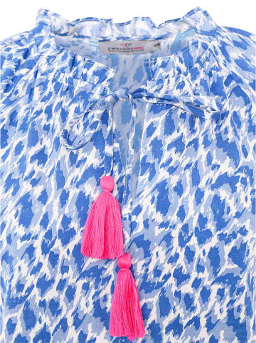 Zwillingsherz Blouse "Colorful Leopard" blauw/wit