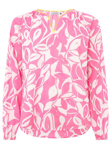 Zwillingsherz Bluse "Blätter" in Weiß/ Rosa