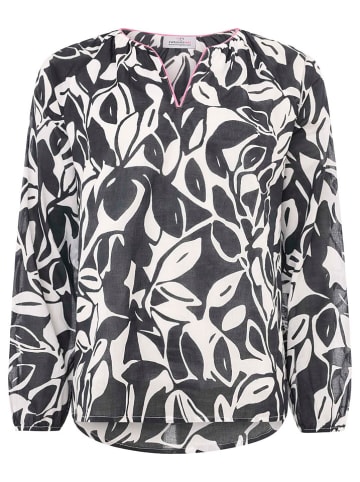 Zwillingsherz Bluse "Blätter" in Weiß/ Schwarz