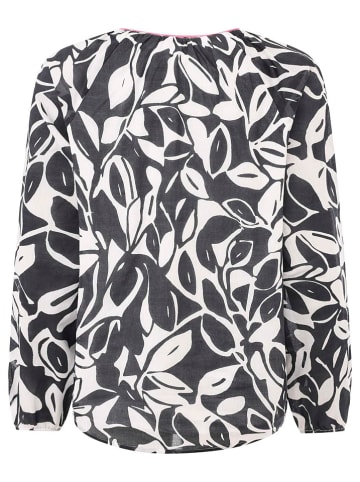 Zwillingsherz Bluse "Blätter" in Weiß/ Schwarz