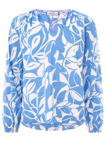 Zwillingsherz Bluse "Blätter" in Blau/ Weiß
