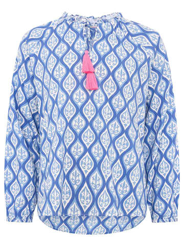 Zwillingsherz Bluse "Ovale Ranken" in Hellblau/ Blau