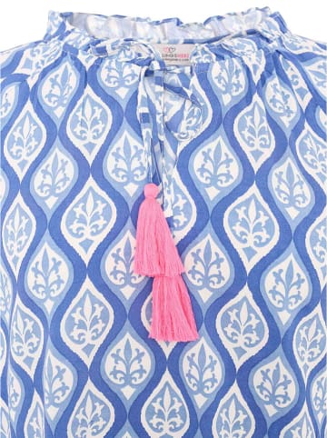 Zwillingsherz Bluse "Ovale Ranken" in Hellblau/ Blau