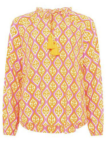 Zwillingsherz Bluse "Ovale Ranken" in Gelb/ Rosa