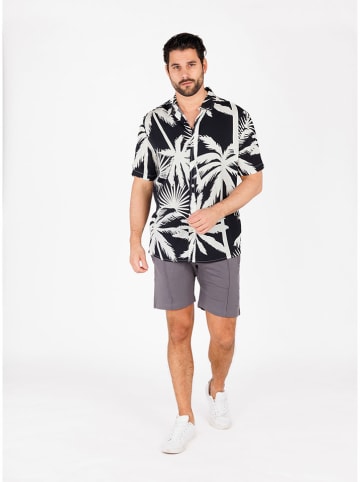 KEY LARGO Hemd "Palms" - Regular fit - in Creme/ Schwarz