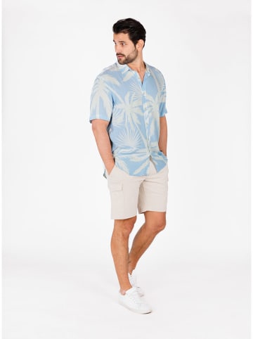 KEY LARGO Hemd "Palms" - Regular fit - in Hellblau/ Creme