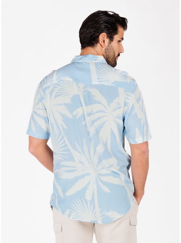 KEY LARGO Hemd "Palms" - Regular fit - in Hellblau/ Creme