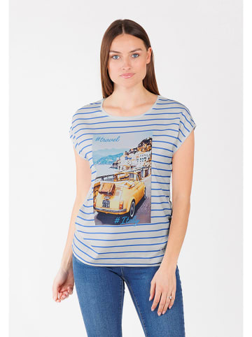 KEY LARGO Shirt "Travel" in Weiß/ Hellblau