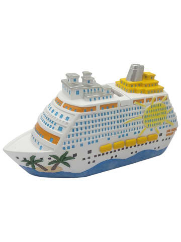 G. Wurm Skarbonka "Cruise ship" w kolorze biało-żółtym - 20 x 11 x 7 cm