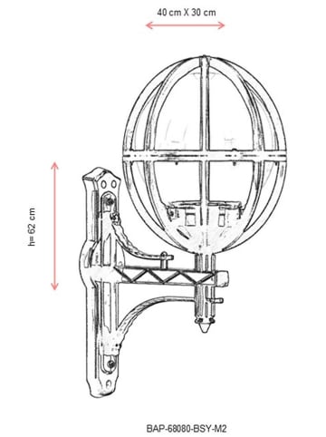 FLORIANE GARDEN Buitenlamp zwart - (B)40 x (H)62 x (D)30 cm