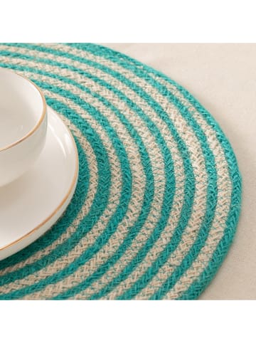 GAMUSI 2-delige set: placemats "Rayana" turquoise