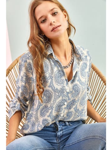 Bianco Lucci Blouse wit/blauw