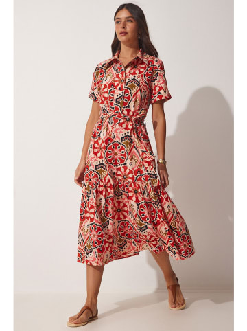 Happiness Istanbul Kleid in Rot/ Creme