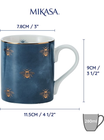 Mikasa Kubki (2 szt.) "Bees" w kolorze złoto-granatowym - 280 ml