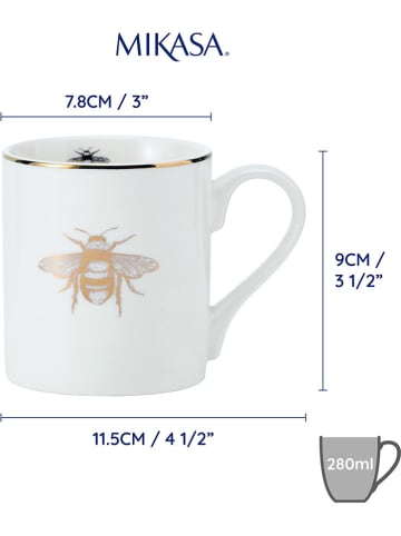Mikasa Kubki (2 szt.) "Queen Bee" w kolorze złoto-białym - 280 ml