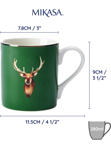 Mikasa Kubki (2 szt.) "Stag" w kolorze zielono-jasnobrązowym - 280 ml