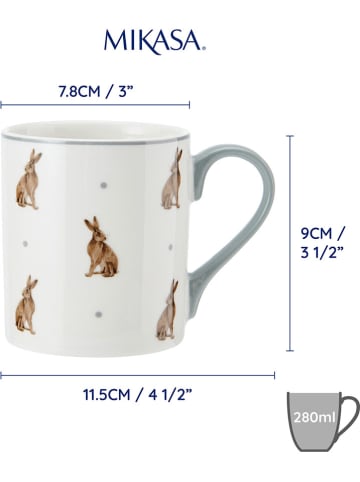 Mikasa Kubki (2 szt.) w kolorze biało-jasnobrązowo-szarym - 280 ml
