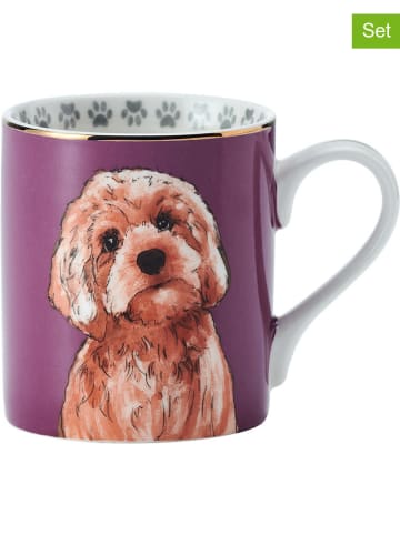 Mikasa Kubki (2 szt.) "Cockapoo" w kolorze fioletowo-jasnobrązowym - 280 ml