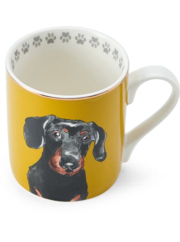 Mikasa 2-delige set: koppen "Dashchund" geel/zwart - 280 ml