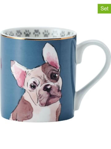 Mikasa 2-delige set: koppen "Bull dog" blauw/lichtbruin - 280 ml