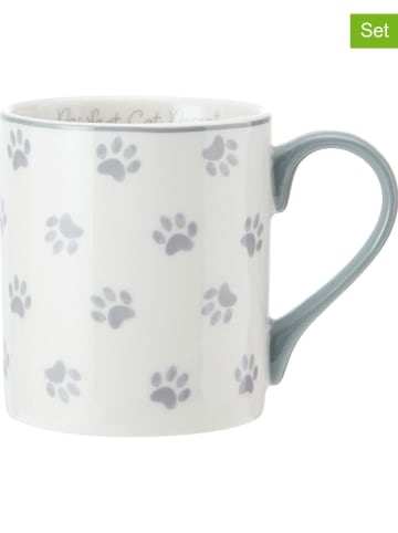 Mikasa 2er-Set: Tassen "Paws" in Weiß/ Grau - 280 ml