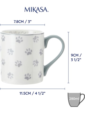 Mikasa 2er-Set: Tassen "Paws" in Weiß/ Grau - 280 ml