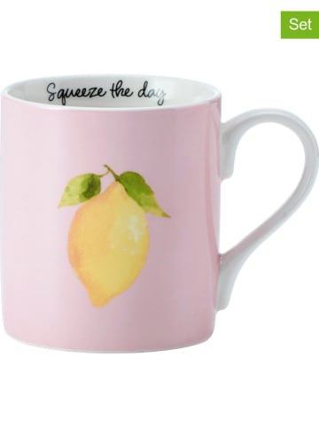 Mikasa 2-delige set: koppen "Lemon" lichtroze/geel - 280 ml