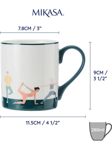 Mikasa 2er-Set: Tassen "Yoga" in Weiß/ Grün - 280 ml