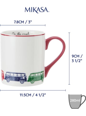 Mikasa 2er-Set: Tassen "Van" in Weiß/ Rot/ Bunt - 280 ml