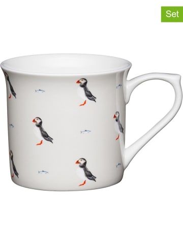 Mikasa 2er-Set: Kaffeetassen "Puffin" in Weiß/ Schwarz - 300 ml
