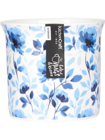 Mikasa 2er-Set: Kaffeetassen "Blue Rose" in Weiß/ Blau - 300 ml