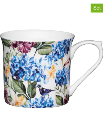 Mikasa 2er-Set: Kaffeetassen "Country Floral" in Blau/ Gelb - 300 ml