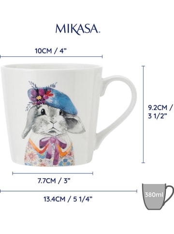 Mikasa Tasse "Rabbit" in Weiß/ Grau/ Blau - 380 ml