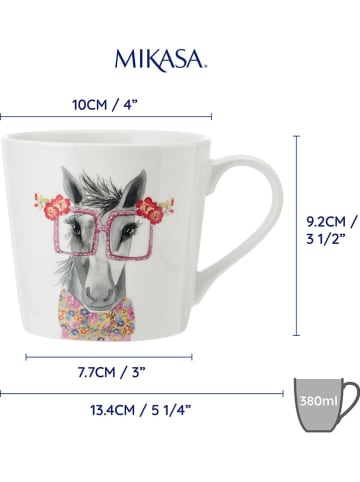 Mikasa Kop "Horse" wit/grijs/lichtroze - 380 ml