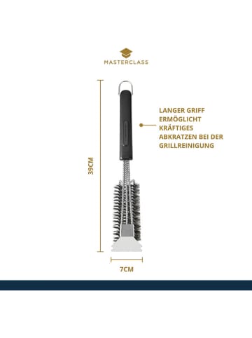 MasterClass Szczotka 2w1 w kolorze srebrno-czarnym do grilla - dł. 39 cm