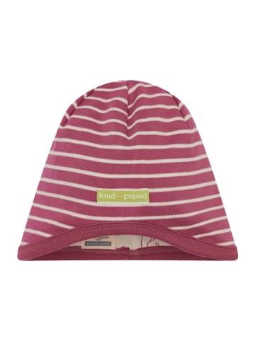 loud + proud Dwustronna czapka beanie w kolorze czerwono-kremowym