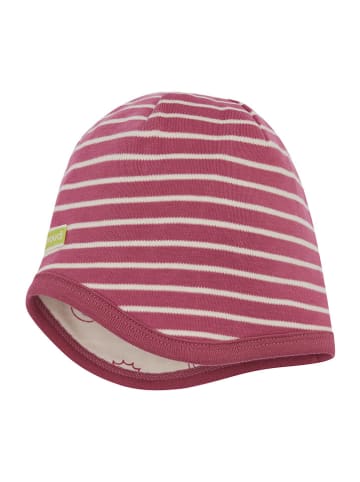 loud + proud Dwustronna czapka beanie w kolorze czerwono-kremowym