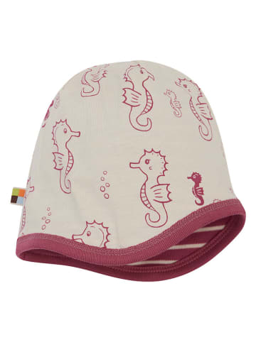 loud + proud Dwustronna czapka beanie w kolorze czerwono-kremowym
