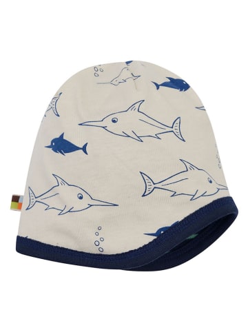 loud + proud Dwustronna czapka beanie w kolorze granatowo-zielono-kremowym