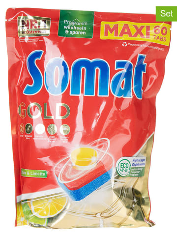 somat 3er-Set: Geschirrspültabs "Gold Zitrone & Limette" 2x 60 Tabs